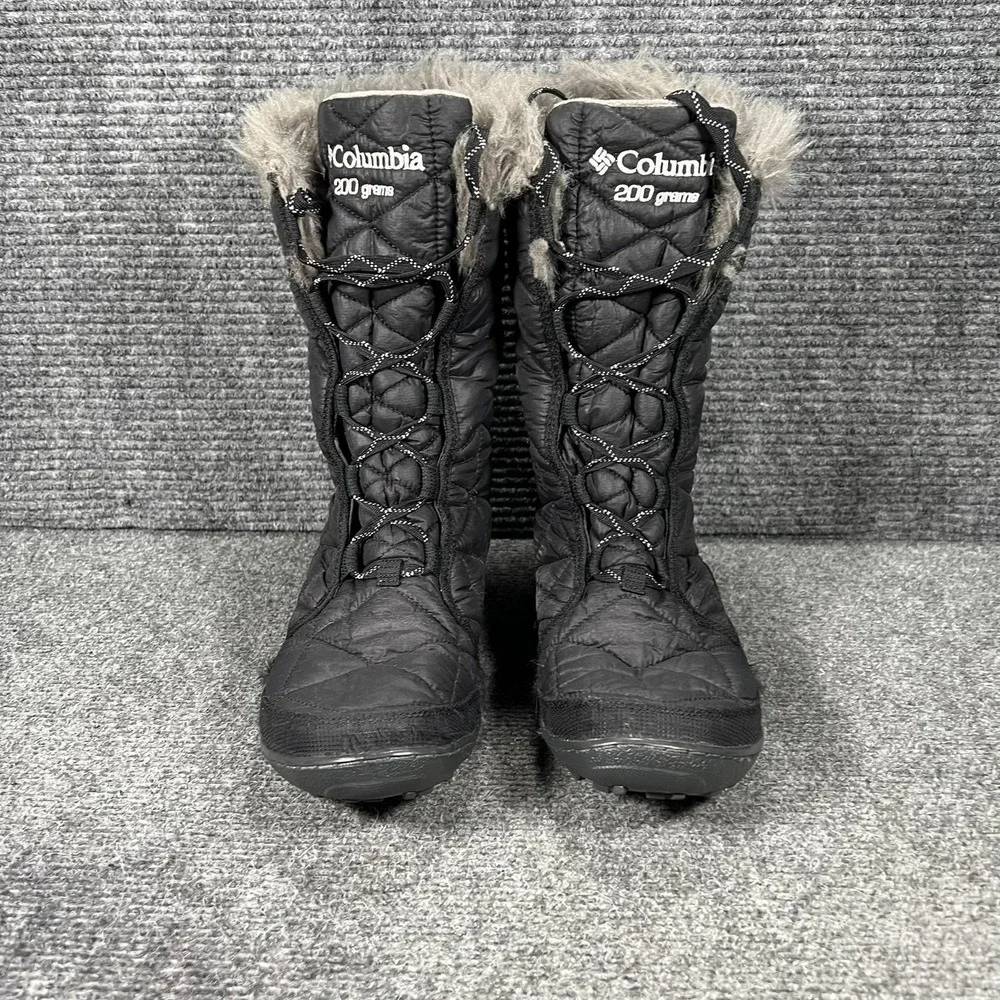 Columbia Boots Womens Size 9 Black Waterproof Quilted Fur Snow Winter YL5164-011